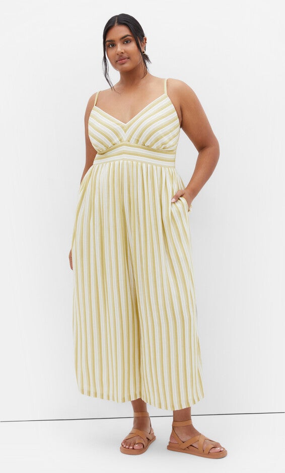 Lara Stripe Jumpsuit - khaki, YELLOW, alternate image number 3