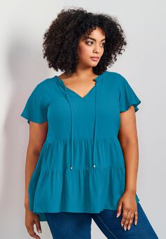 Lani Flutter Sleeve Tiered Top