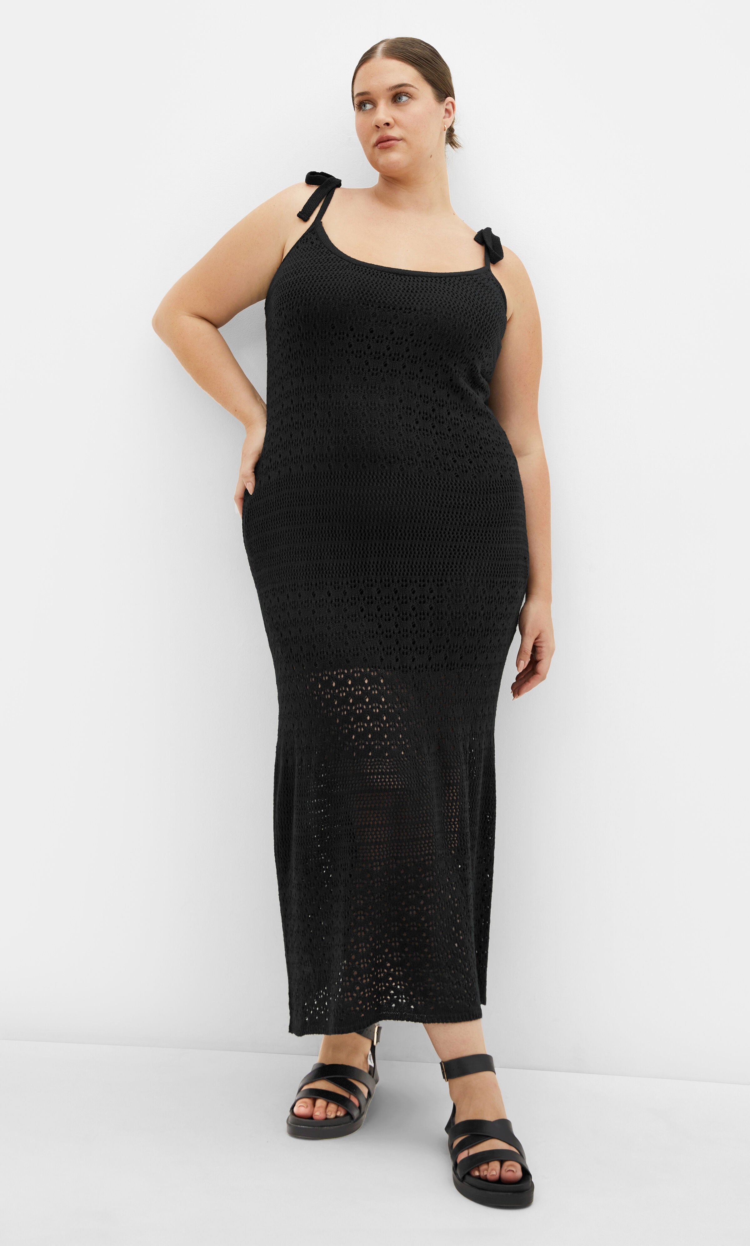 Sweet Crochet Dress - black, BLACK, hi-res image number 0