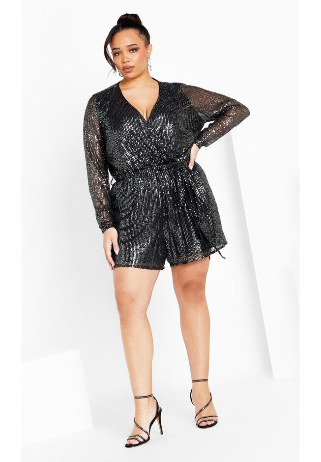 Sequin Playsuit - gunmetal, GRAY, on-hover image number null