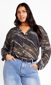Sheer Lover Print Shirt - black