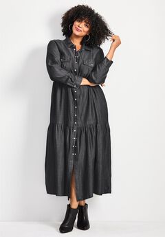 Denim Tiered Shirtdress