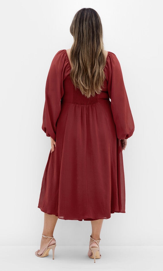 Flirty Midi Dress - red, ORANGE, alternate image number 1