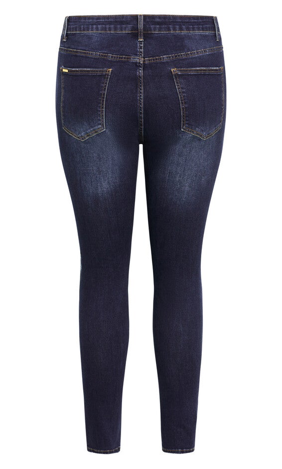 Asha Jojo Distressed Detail Crop Jean - dark denim, DARK, alternate image number 4