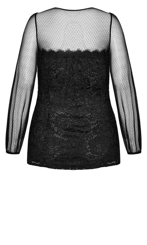 Lace Party Top - black, BLACK, alternate image number null