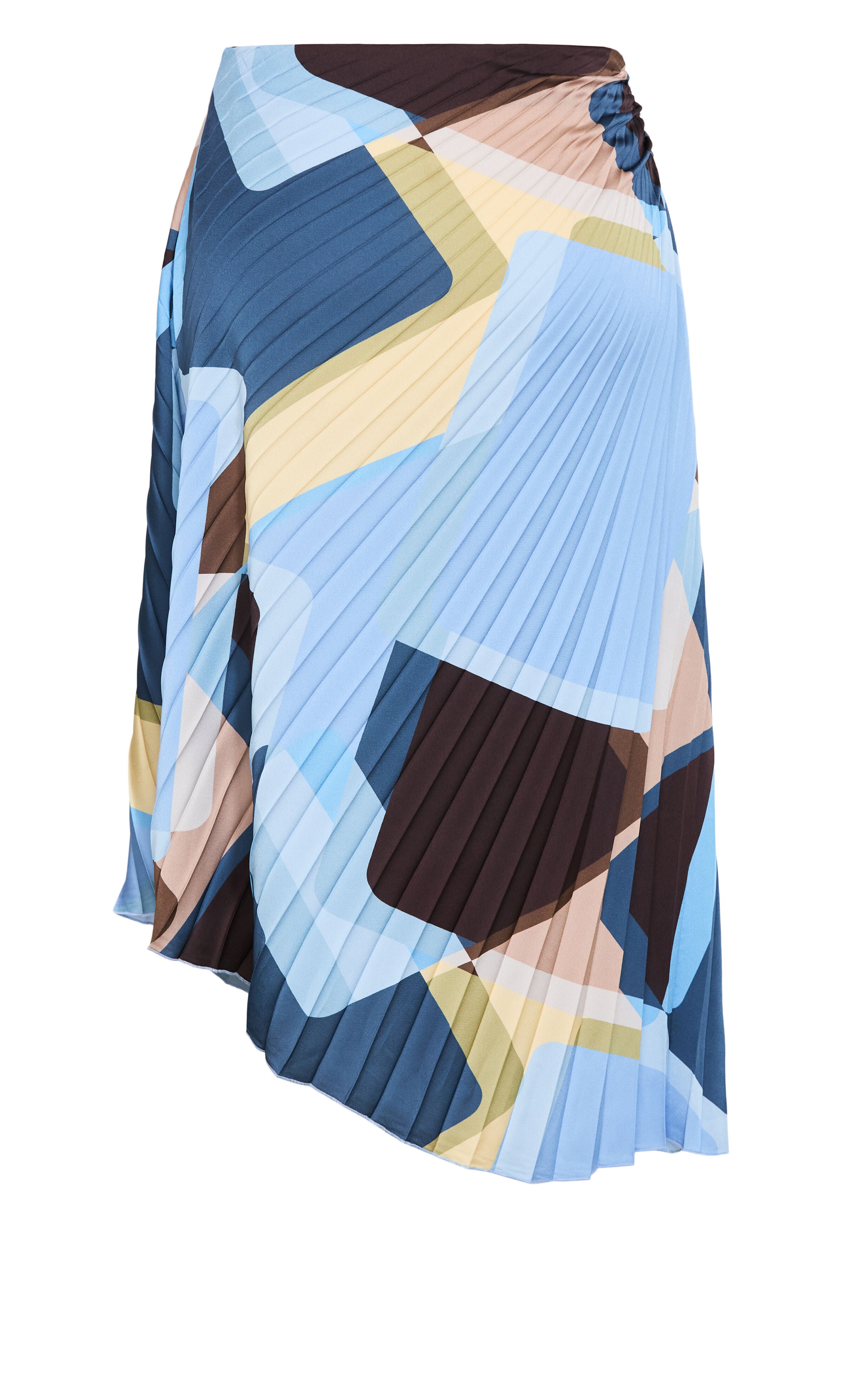 Amaya Abstract Print Pleat Skirt, BLUE, alternate image number 5