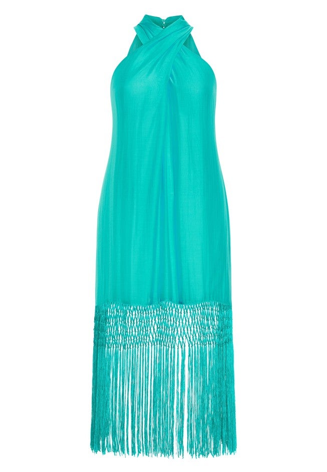 Calypso Fringe Dress - lagoon, BLUE, alternate image number null