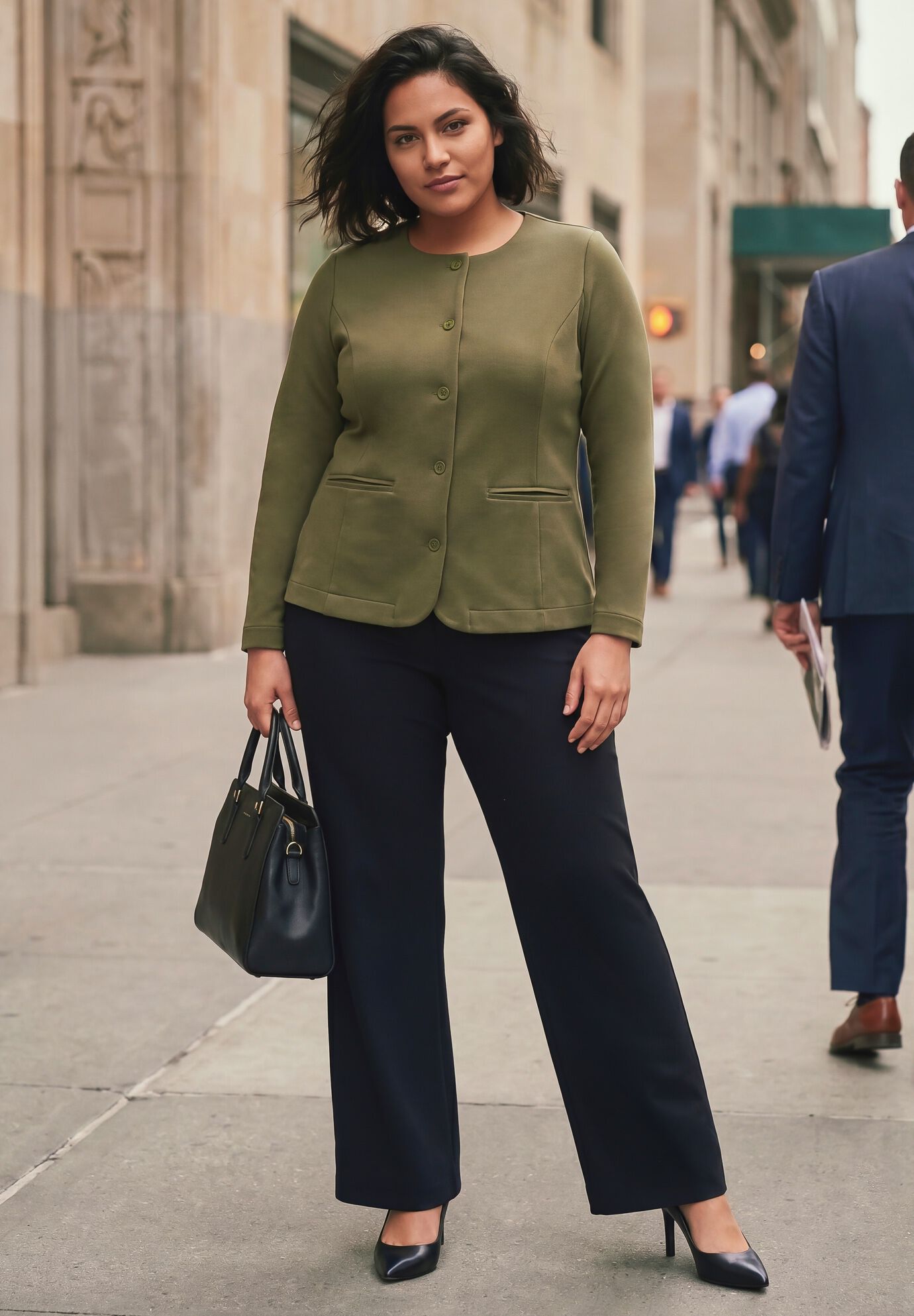 Ponte Button Blazer, OLIVE GREEN, alternate image number 2