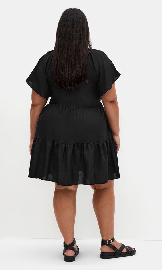 Frill Mini Dress - black, BLACK, alternate image number 2