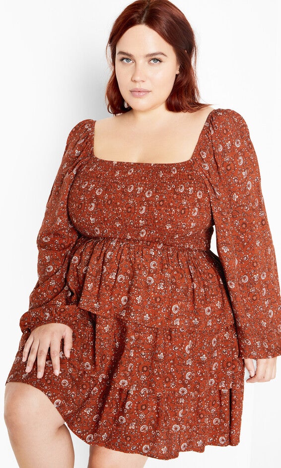 Dahlia Mini Print Dress - spice, ORANGE, alternate image number 2