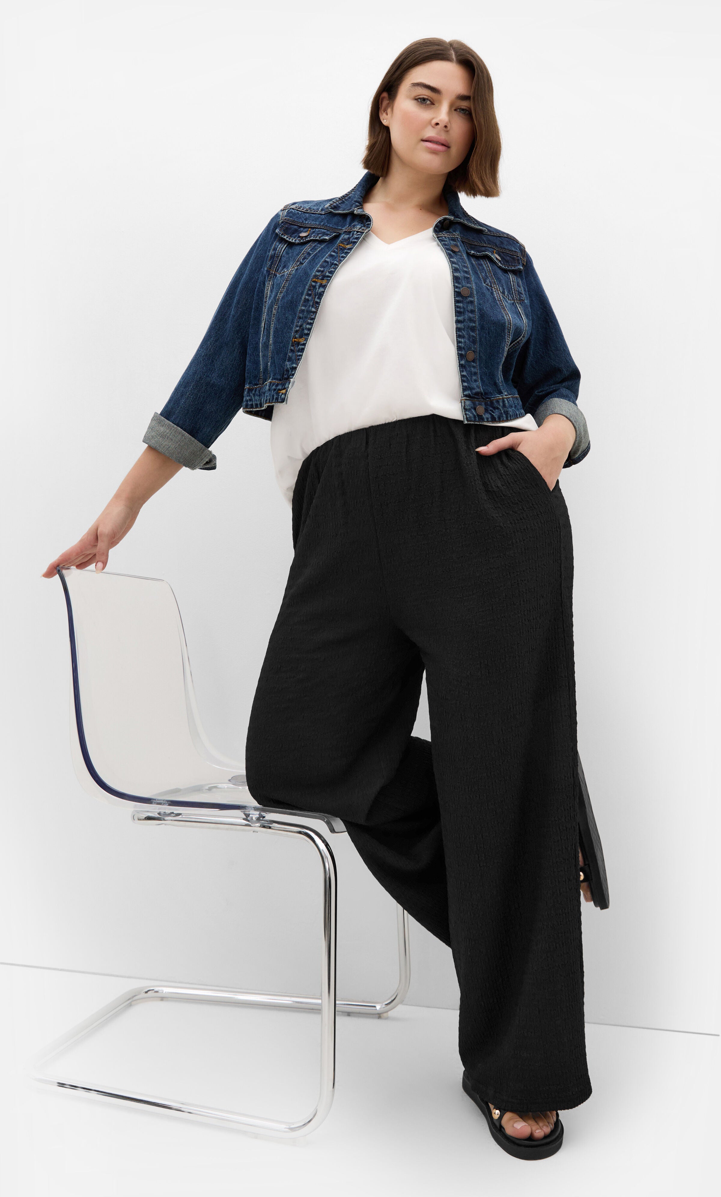 Brianna Wide Leg Pant, BLACK, alternate image number 3