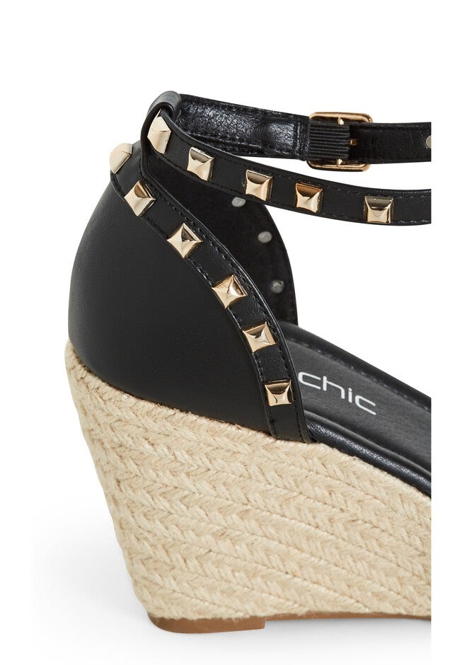 Electric Gold Stud Hardware Wedge - black, BLACK, alternate image number 6