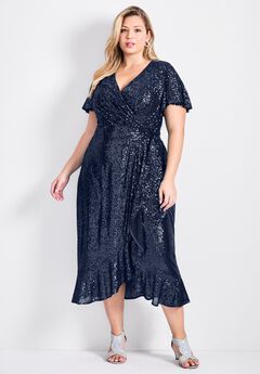 Nina Sequin Wrap Dress