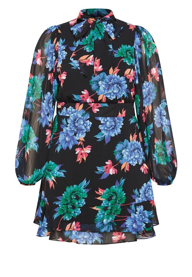 Blakely Print Dress - black, BLACK, alternate image number null