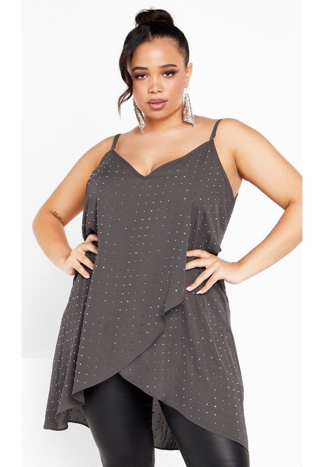 Hi Lo Shine Cami - night sky, GRAY, hi-res image number 0
