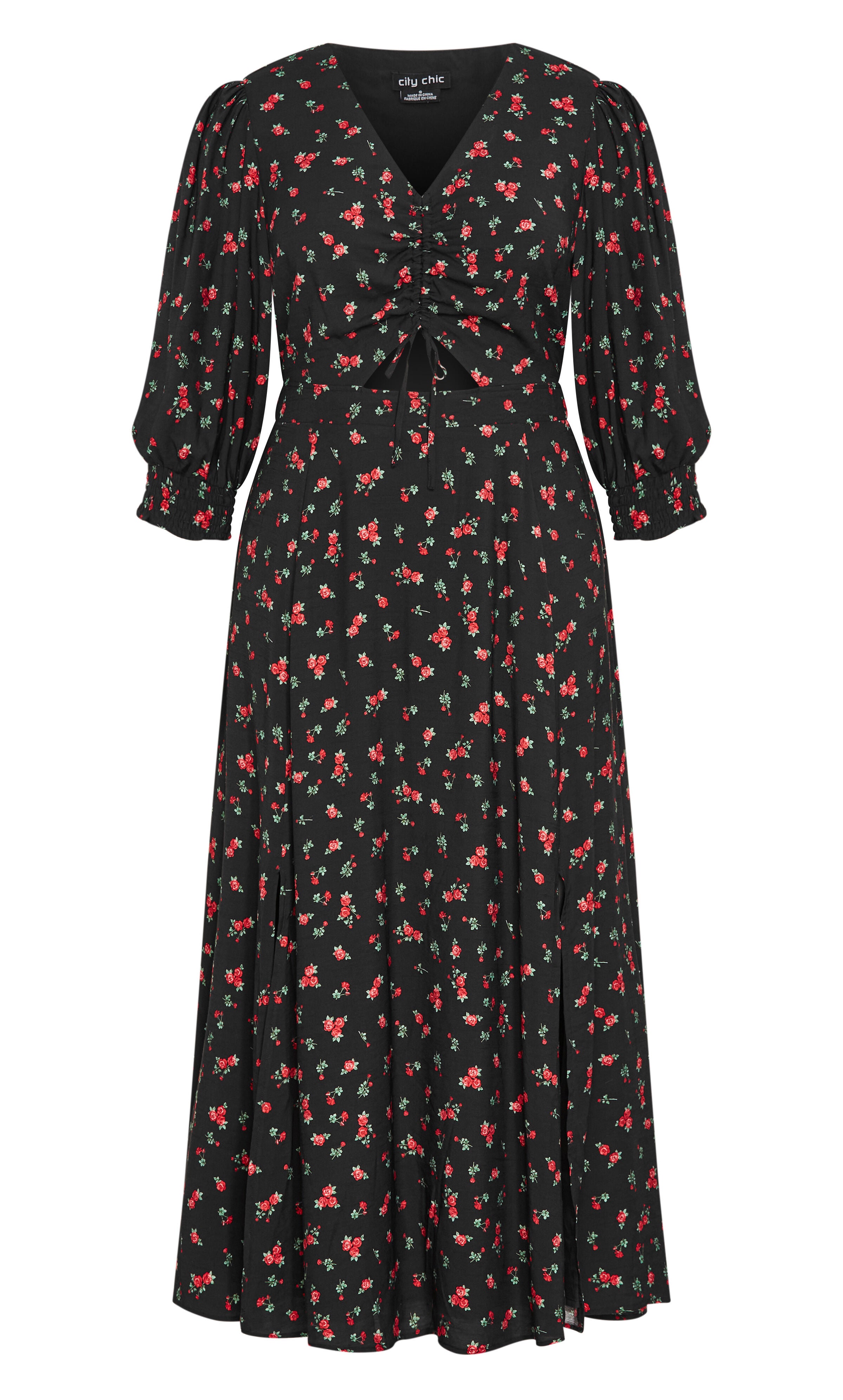 Jolene Print Maxi Dress - black, RED, alternate image number 3