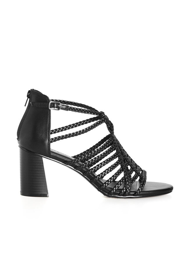 WIDE FIT Braided Front Straps Mida Block Heel - black, BLACK, on-hover image number 1