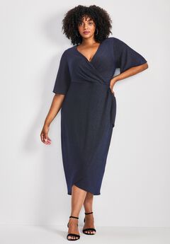 Nala Metallic Mock Wrap Dress