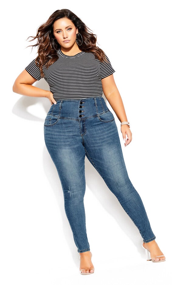 Harley Rip Corset Jean - denim, BLUE, alternate image number null