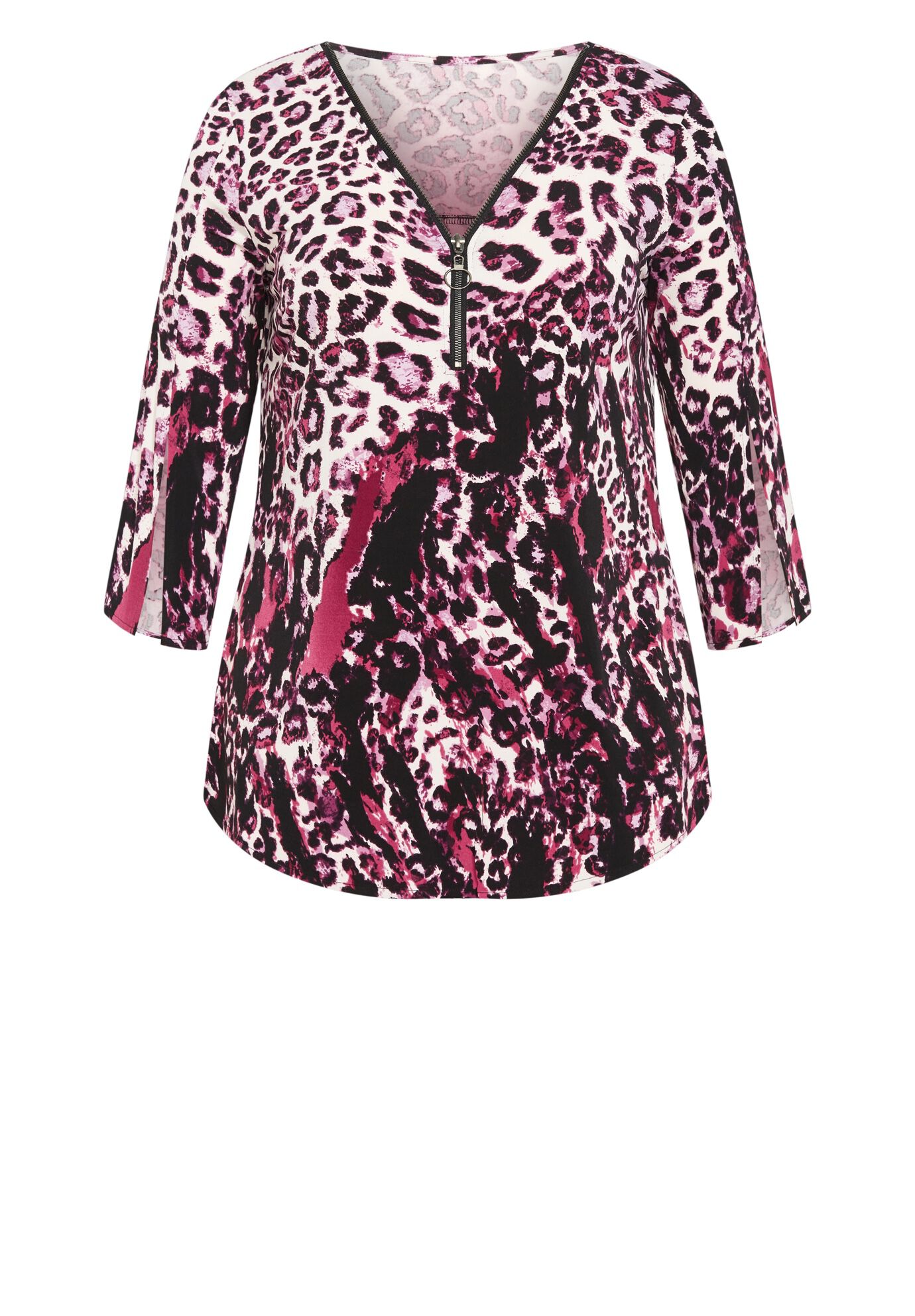 Leona Zip Top, PLUM ANIMAL, alternate image number 1
