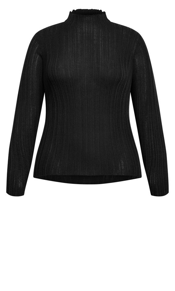 Crinkle Knit Sweater - black, BLACK, alternate image number 4