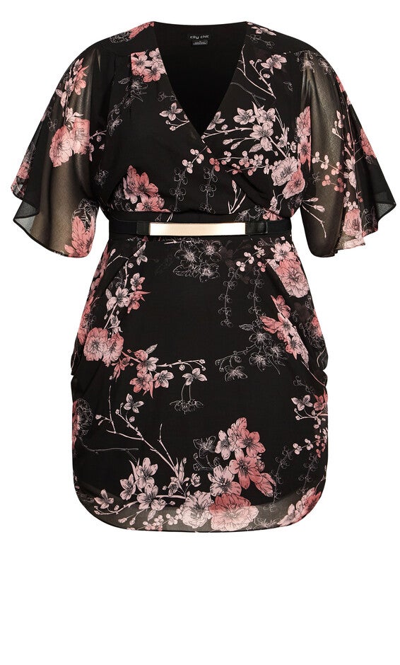Bold Blossom Wrap Dress - black, BLK BOLD BLSM, alternate image number 3