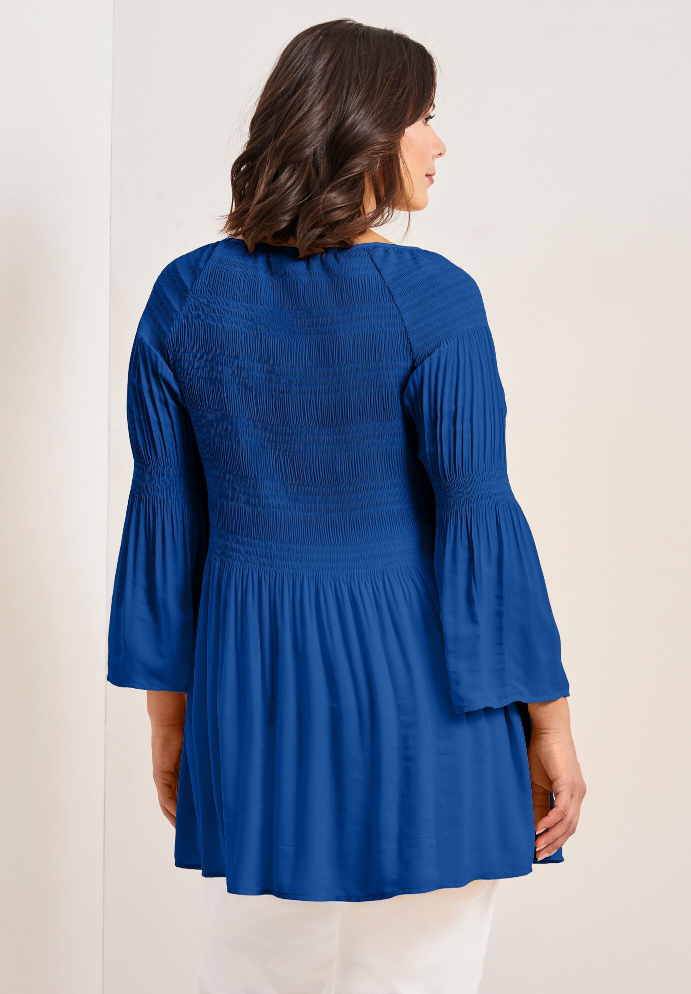 Keyhole Bell Sleeve Tunic, DARK SAPPHIRE, alternate image number 2