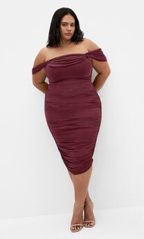 Jazmin Ruched Dress - dark cherry