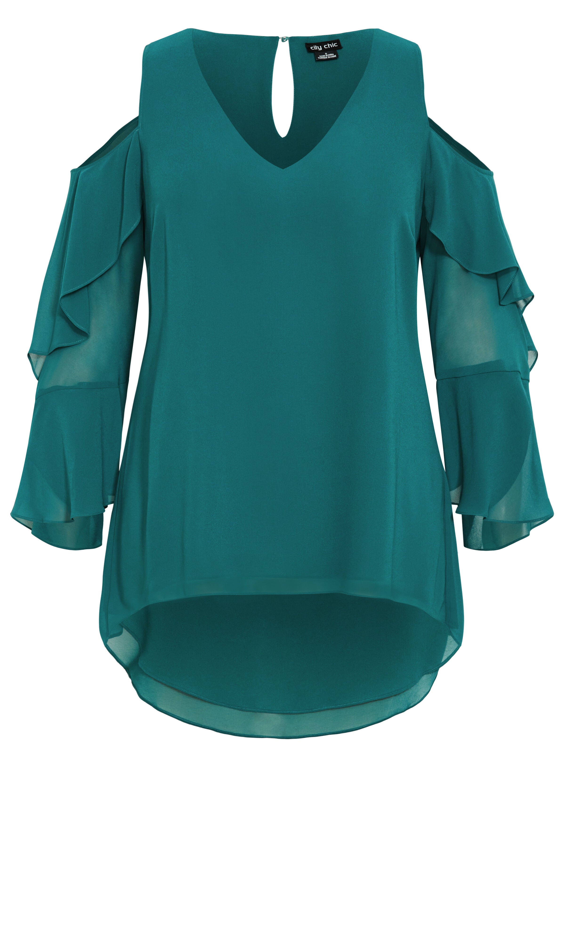 Hi Lo Cold Shoulder Top - alpine, ALPINE, alternate image number 3