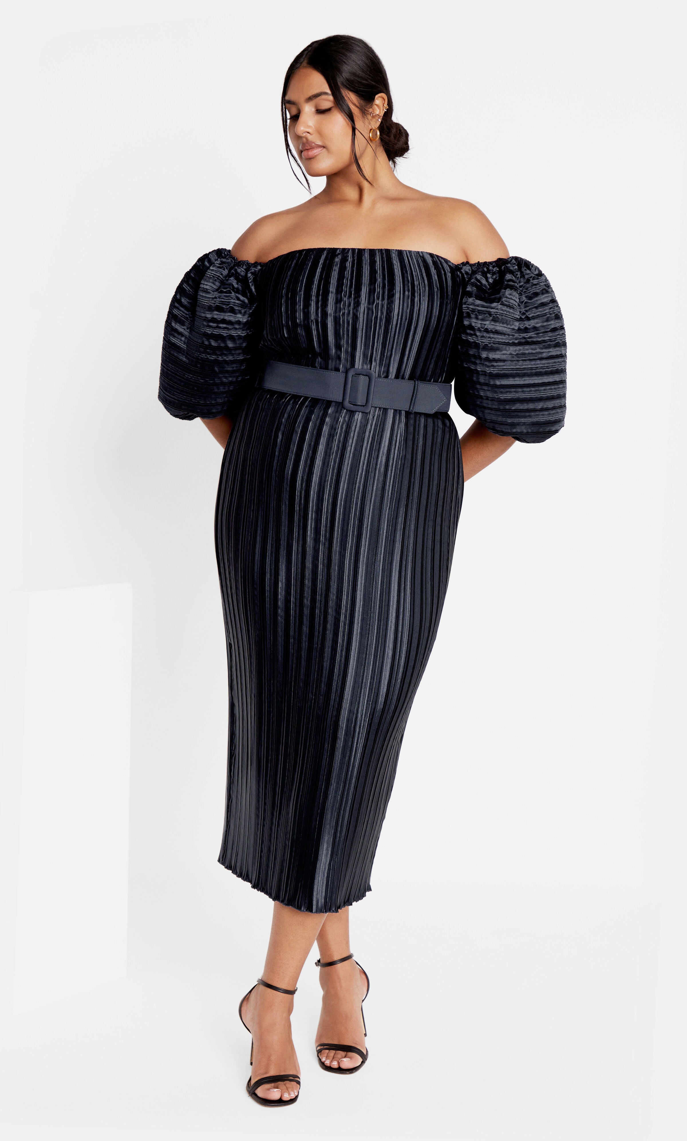 Krista Pleat Dress - midnight, PURPLE, hi-res image number 0
