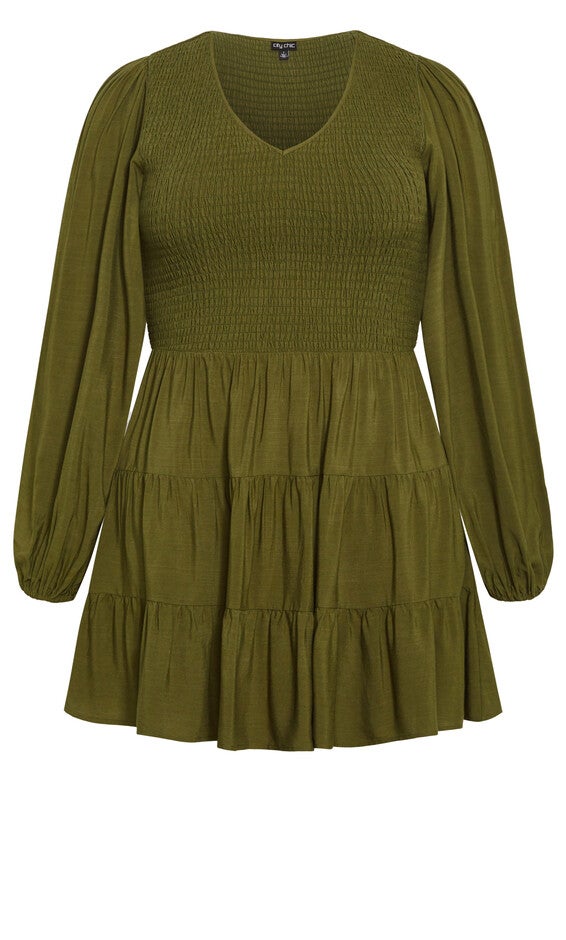 Jemma Mini Dress - dark olive, DARK OLIVE, alternate image number null