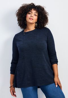 Ruby Button Detail Hacci Top