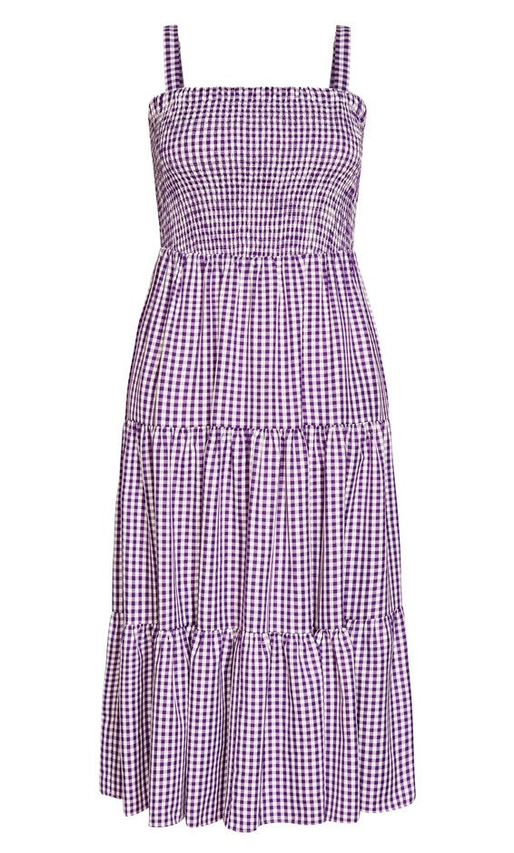Gingham Maxi Dress - petunia, PURPLE, alternate image number null