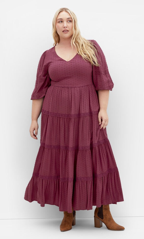 Arielle Lace Maxi Dress - blackberry, RED, hi-res image number 0