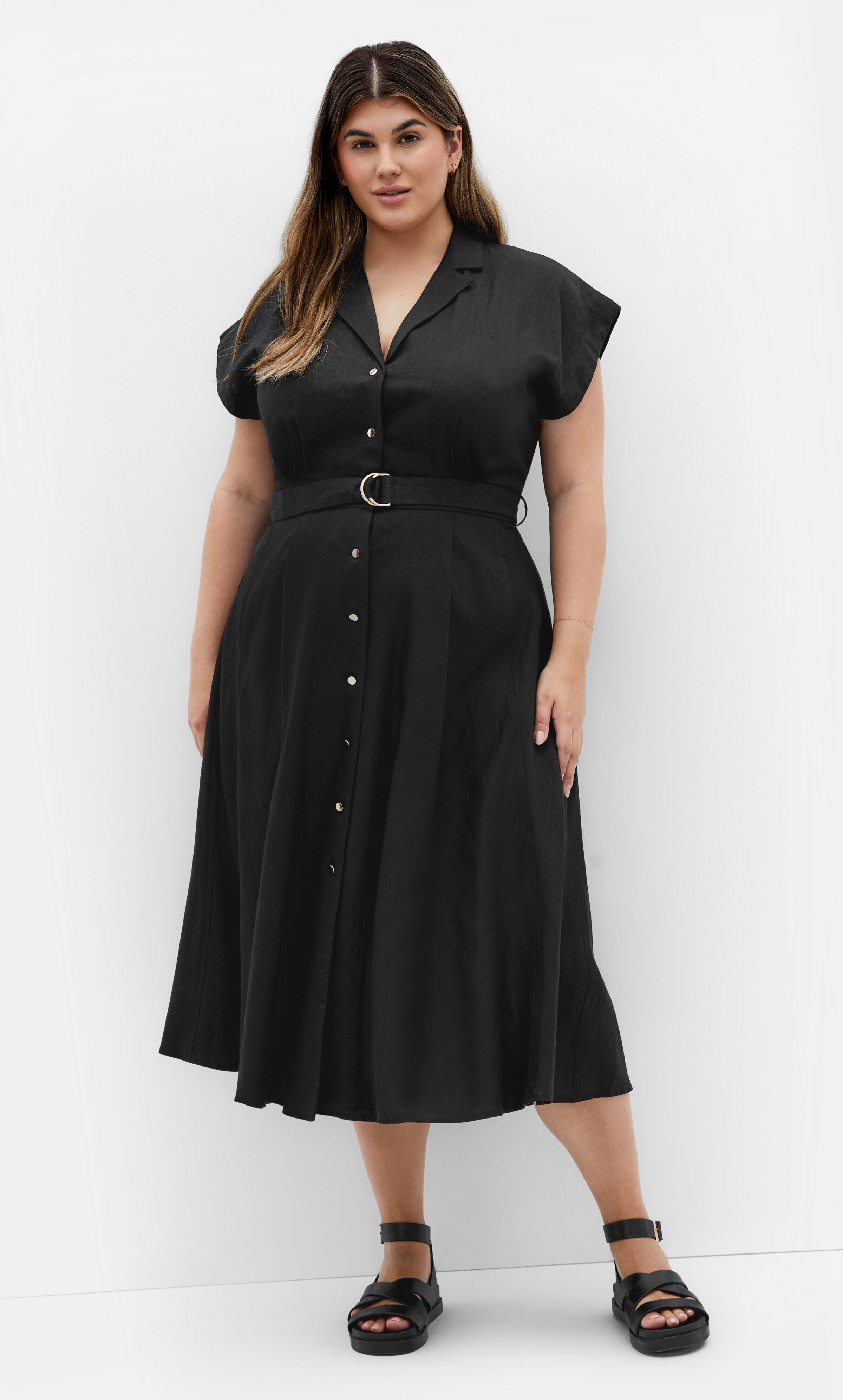 Liliana Linen Dress, BLACK, hi-res image number 0