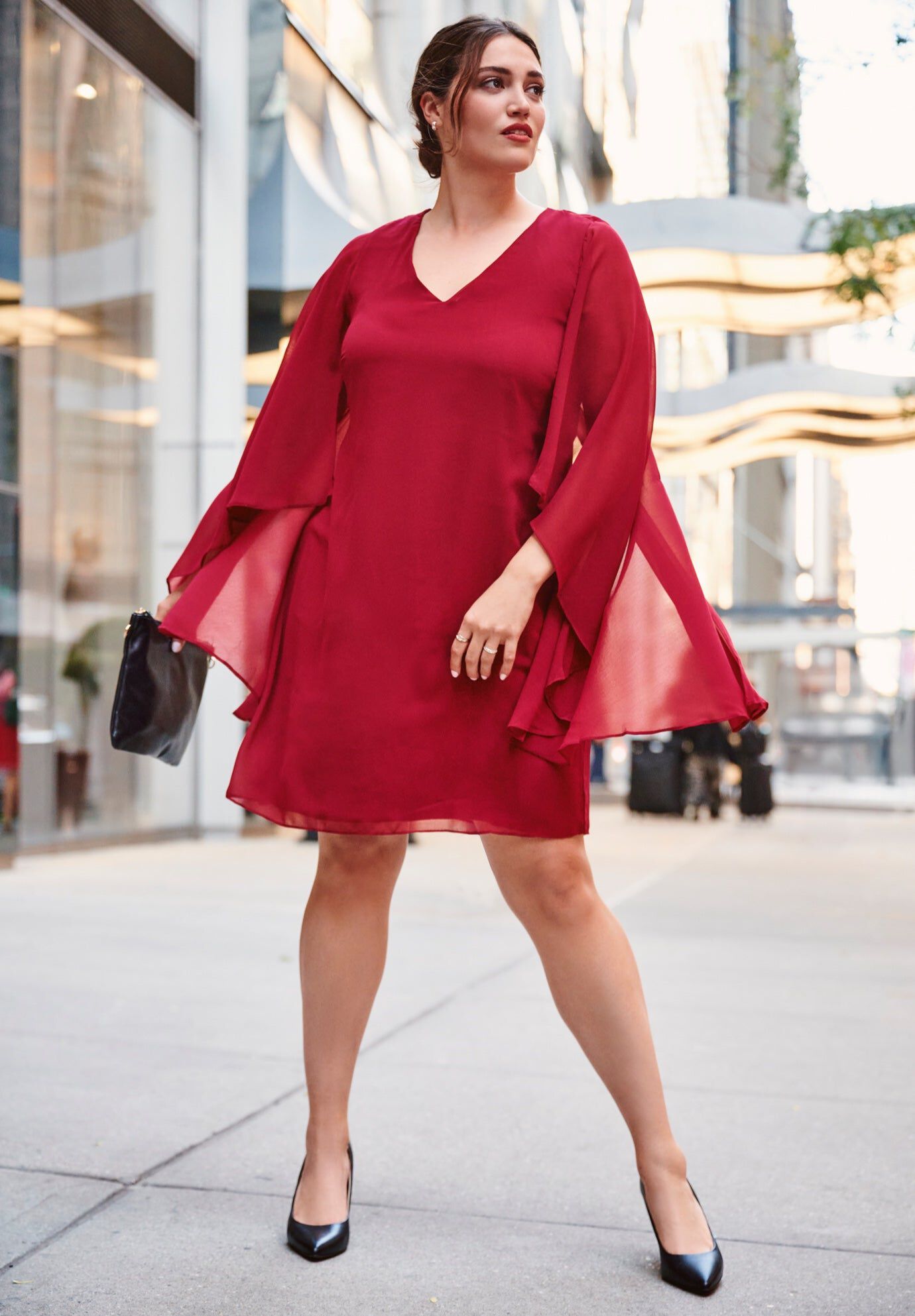 Nina Cape Dress, RUBY, hi-res image number 0