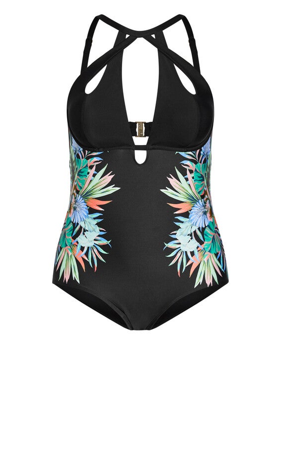 Cancun Underwire Print 1 Piece - black, BLACK, alternate image number null