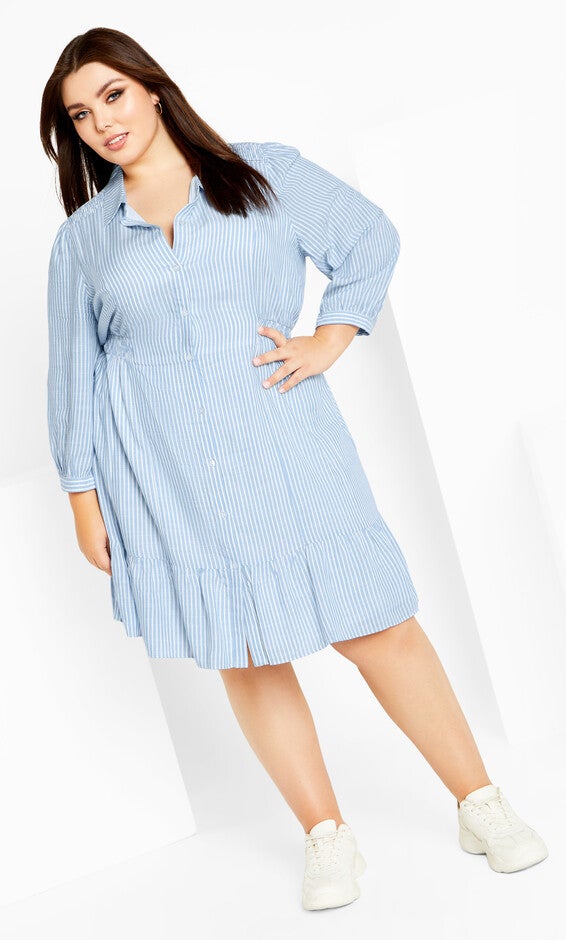Flynn Stripe Dress - blue, BLUE, alternate image number null