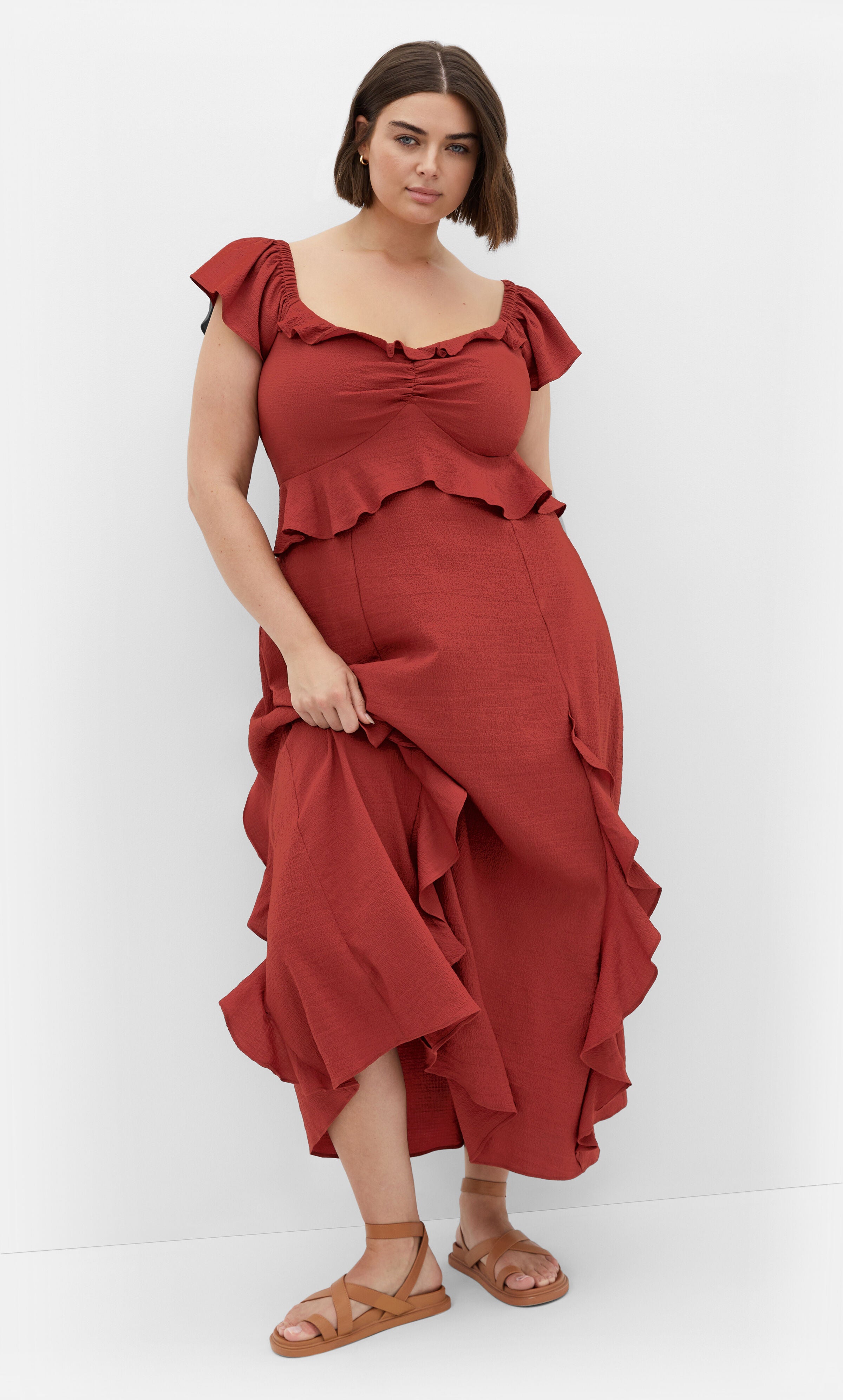 Fee Frill Maxi Dress - sienna, ORANGE, hi-res image number 0