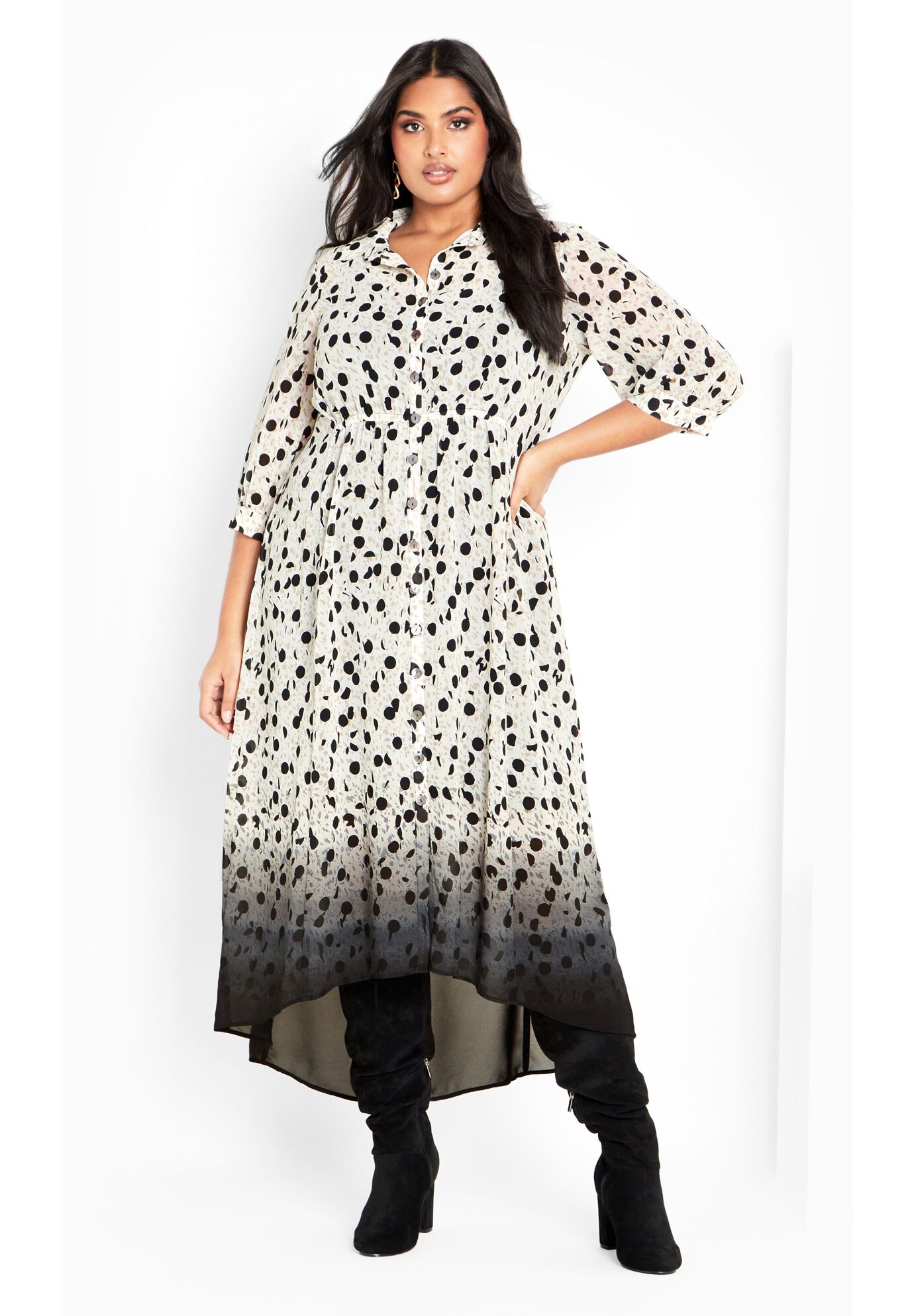 Rylee Print Dress, WHITE NOISE, alternate image number 4