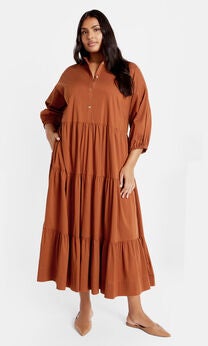 Kara Midi Dress - amber