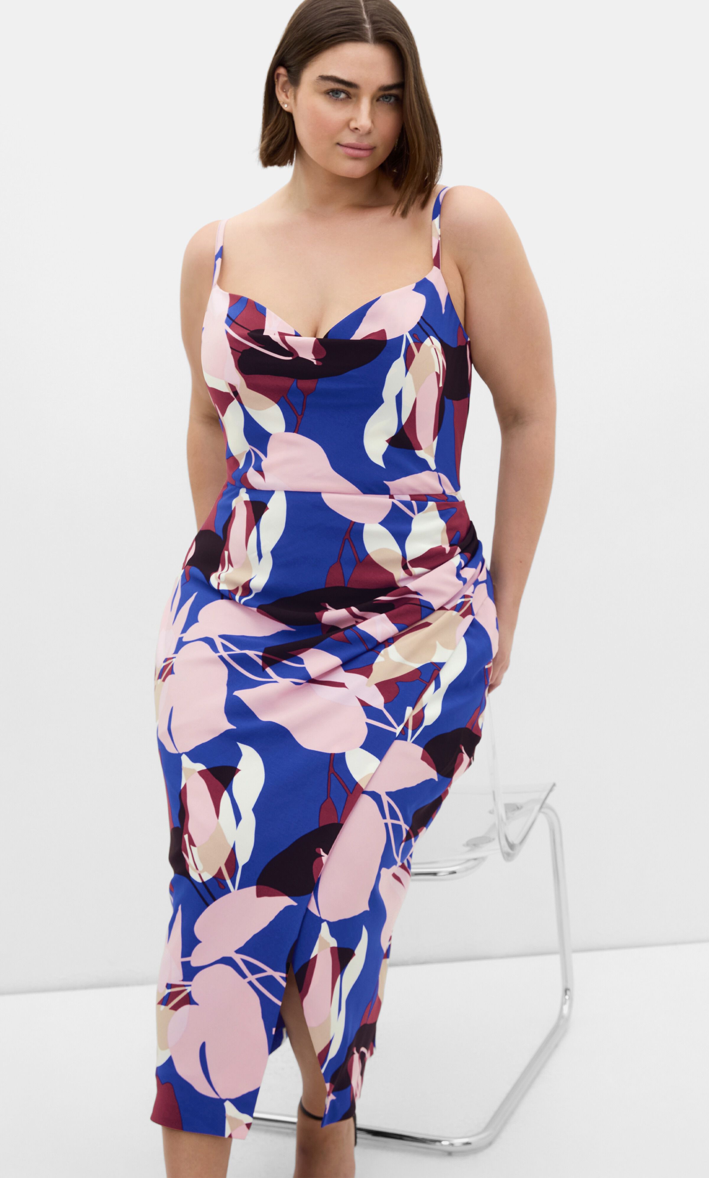 Mariana Fern Print Midi Dress, BLUE, on-hover image number 1