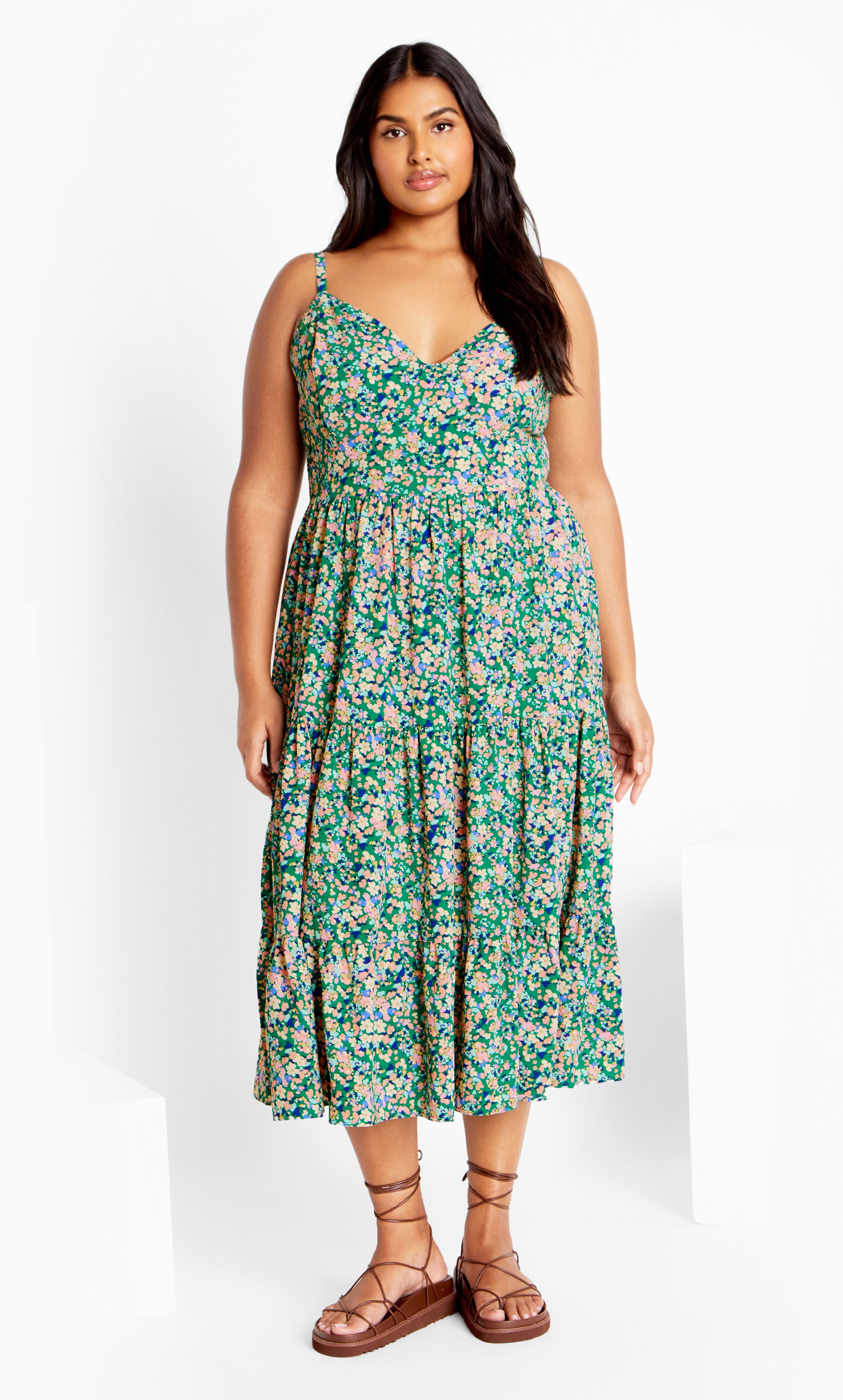 Ditsy Daisy Dress - green, GREEN FL FIELDS, alternate image number 1