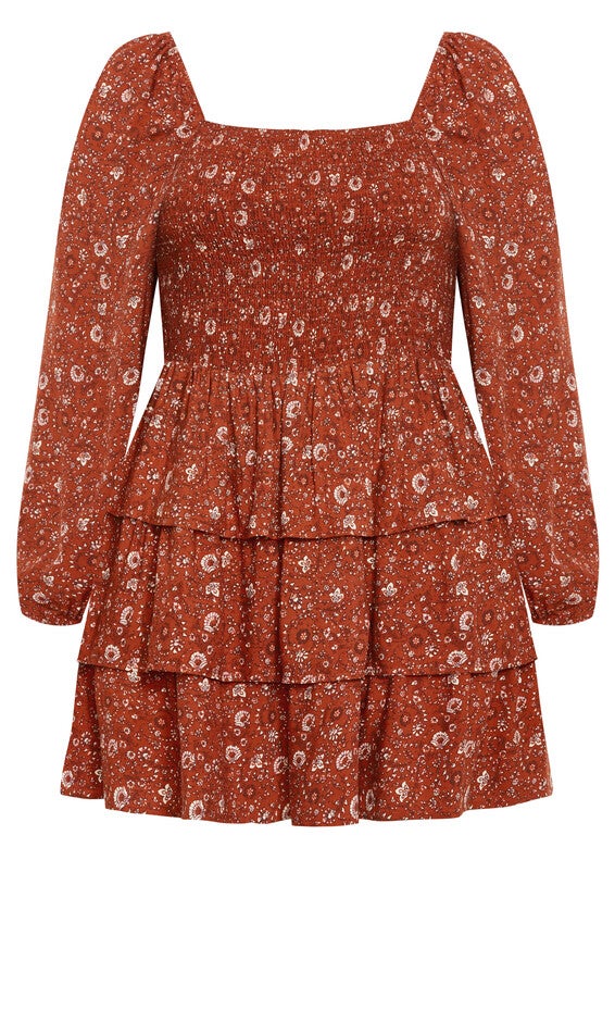 Dahlia Mini Print Dress - spice, ORANGE, alternate image number 3