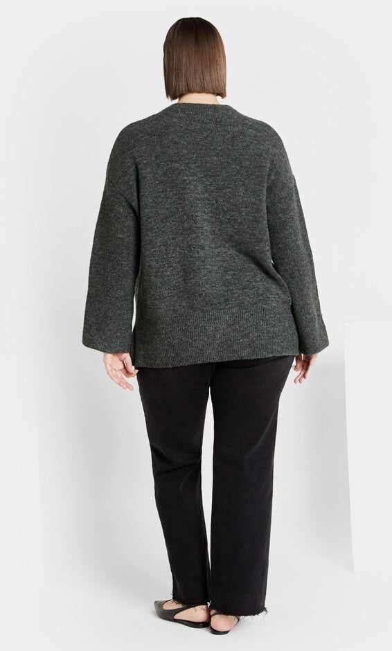 Jamie Sweater - charcoal marle, CHARCOAL, alternate image number 2