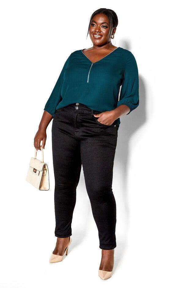 Sexy Fling Elbow Sleeve Top - jade, GREEN, alternate image number 2