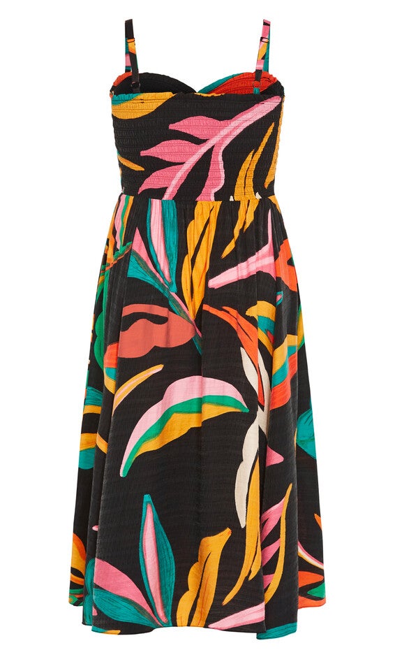 Maui Print Maxi Dress - black print, BLACK, alternate image number null