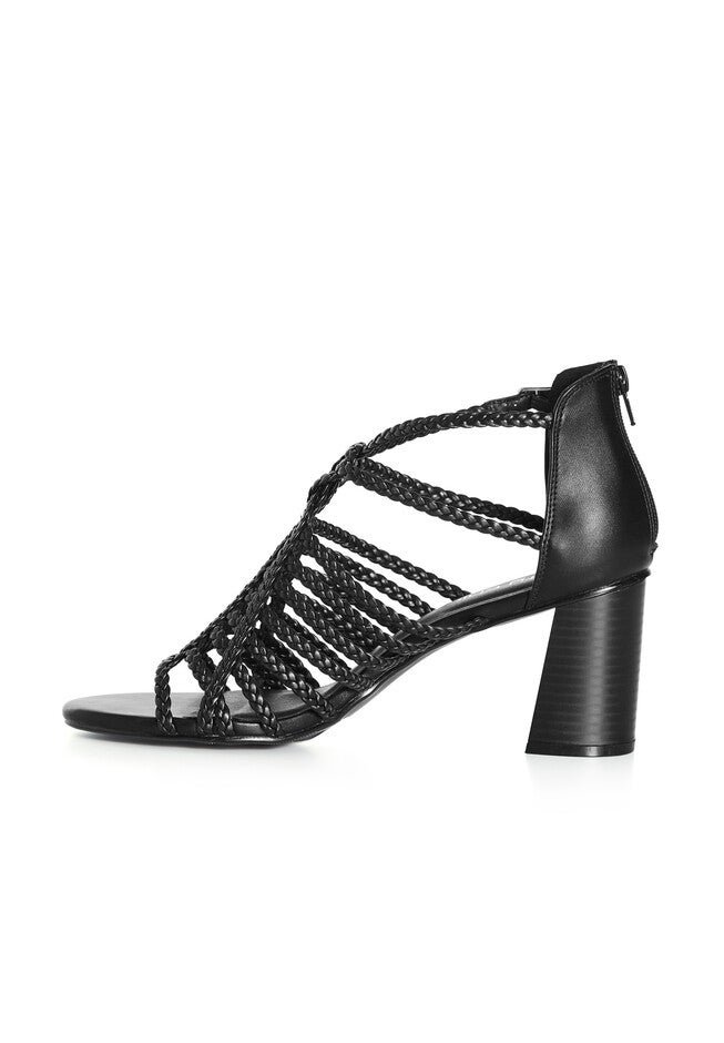 WIDE FIT Braided Front Straps Mida Block Heel - black, BLACK, alternate image number 3