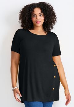 Button Detail Tunic Tee