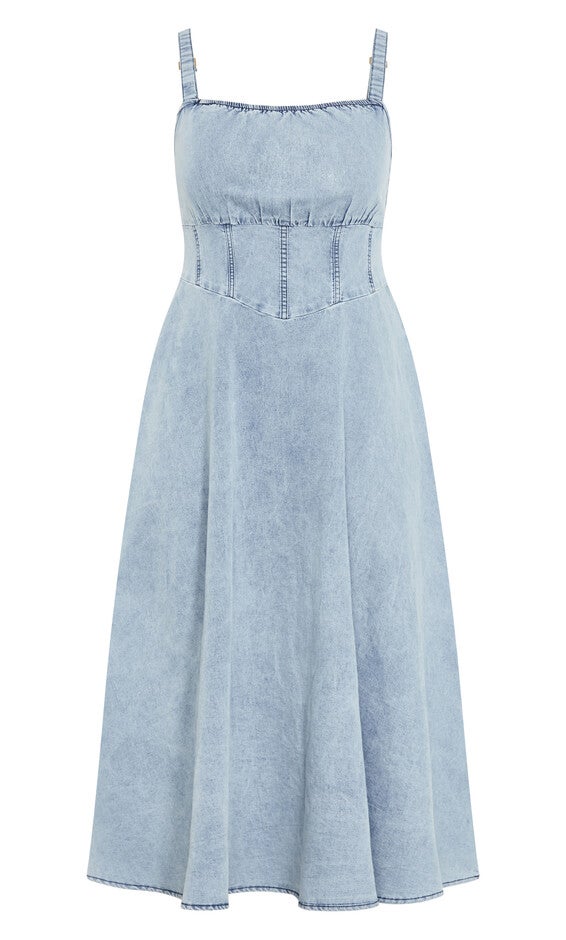 Denim Corset Dress - light denim, BLUE, alternate image number 4